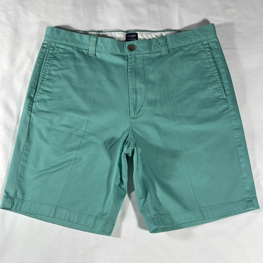 J. Crew Mens Shebert Green Basic Flat Front 9" In… - image 2